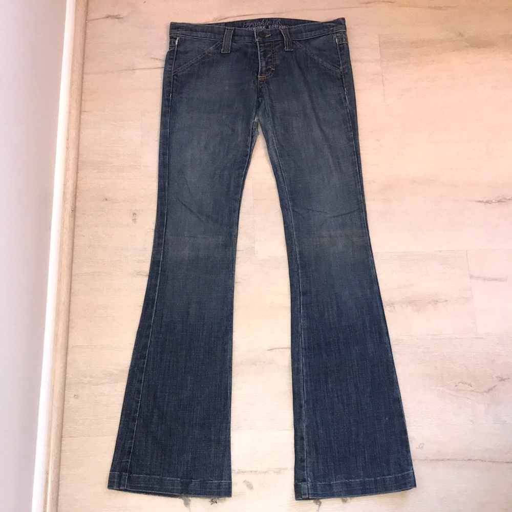 Frankie B Butterfly embroidered blue jeans, size 6